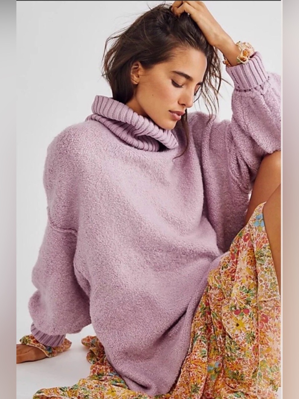 Free People Milo Oversized Pullover Sweater Large Lavender
